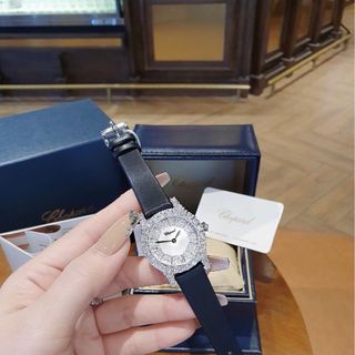 ĐỒNG HỒ NỮ CAO CẤP TROPARD DÂY DA ĐEN GẮN ĐÁ CZ