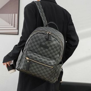 Balo đi học, ba lô di chơi kẻ caro size 40 đựng vừa laptop, a4 K570