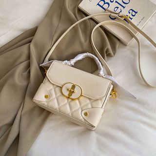 Túi xách nữ, túi đeo chéo dáng hộp trần chỉ khóa T cao cấp K341