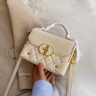 Túi xách nữ, túi đeo chéo dáng hộp trần chỉ khóa T cao cấp K341