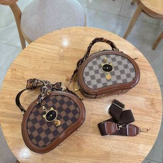 Túi xách nữ, túi đeo chéo tag mèo họa tiết kẻ caro dây đeo chéo bản to K324