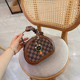 Túi xách nữ, túi đeo chéo tag mèo họa tiết kẻ caro dây đeo chéo bản to K324