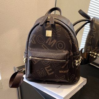 Ba lô đi học, balo đi chơi nam nữ trơn basic sz40 chống thấm da gạo in chữ K329