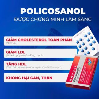 Viên uống giảm mỡ máu Raydel Policosanol 10mg - Hỗ trợ cholesterol và lipid máu - Sản phẩm nhập khẩu Úc