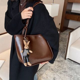 Túi xách nữ, túi công sở xách tay, kẹp nách da nhăn dầy dặn tặng kèm thỏ bông treo K620