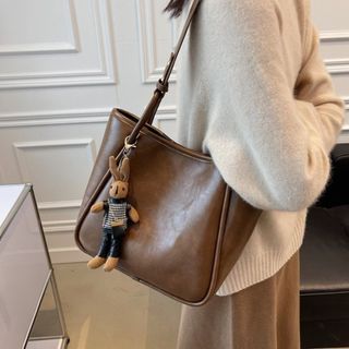 Túi xách nữ, túi công sở xách tay, kẹp nách da nhăn dầy dặn tặng kèm thỏ bông treo K620