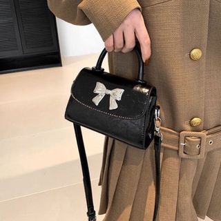 Túi xách nữ, túi đeo chéo 1 quai da nhăn bóng đính nơ bạc K442