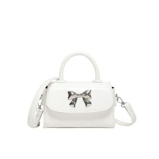 Túi xách nữ, túi đeo chéo 1 quai da nhăn bóng đính nơ bạc K442