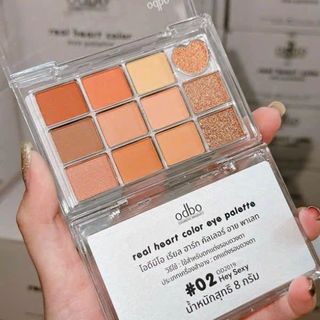 Bảng Màu Mắt 12 Ô Màu Real Heart ODBO Nội Địa Thái Lan Nhũ Lì Trong Suốt Trái Tim Đa Dạng Màu Sắc OD2019 ( 4 phân loại mẫu )