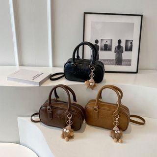 Túi xách nữ, túi đeo chéo hai quai dáng bầu da nhăn tặng kèm móc treo K618