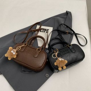 Túi xách nữ, túi đeo chéo hai quai dáng bầu da nhăn tặng kèm móc treo K618