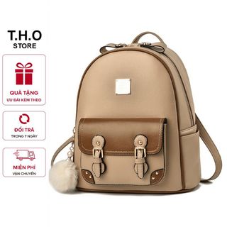 Ba lô đi học, balo đi chơi siêu lớn da 2ly có ngăn ngoài không kèm quả bông K234