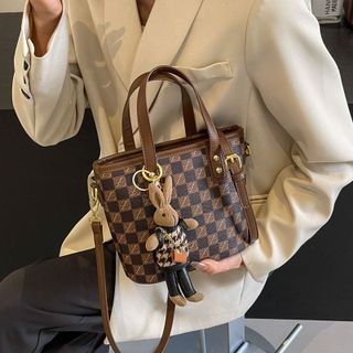 Tui xách nữ, túi đeo chéo công sở họa tiết kẻ ô tặng kèm thỏ bông K524