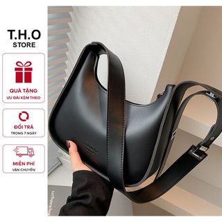 Túi xách nữ, túi đeo chéo dáng thuyền đáy bằng da mềm dây bản to K200