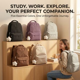 BALO BASIC NỮ HÀN QUỐC A6142 – CHỐNG NƯỚC, KÈM GẤU SIÊU XINH - PIPI STORE