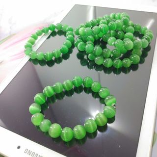 Vòng tay xanh lá đá mắt mèo 10li nha