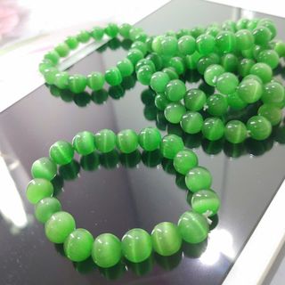 Vòng tay xanh lá đá mắt mèo 10li nha