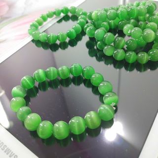 Vòng tay xanh lá đá mắt mèo 10li nha