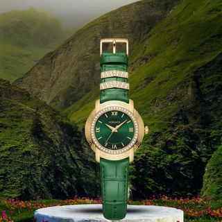 ĐỒNG HỒ NỮ CAO CẤP VERSA DÂY DA XANH LÁ NIỀNG THÉP