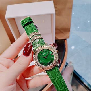 ĐỒNG HỒ NỮ CAO CẤP VERSA DÂY DA XANH LÁ NIỀNG THÉP