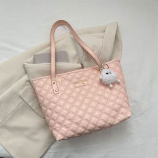 Túi xách nữ, túi đeo vai công sở trần chỉ tặng kèm móc treo quả bông K605