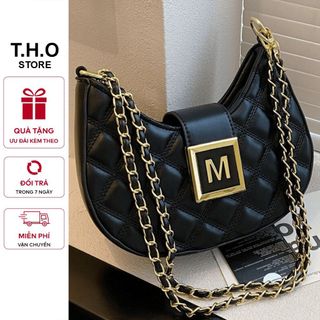 Túi xách nữ, túi đeo chéo kẹp nách trần trám khóa M cao cấp K174