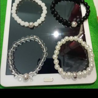 Chuỗi đeo tay vòng đeo tay phong thủy mix mặt màu trắng bạc nha