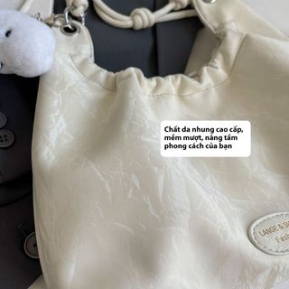 Túi xách nữ, túi đeo chéo da nhung dây tròn miệng may rúm tặng kèm móc treo K598