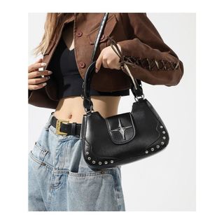 Túi xách nữ, túi đeo chéo hai quai xách da trơn gắn đinh kèm ngôi sao tặng kèm dây đeo chéo K501