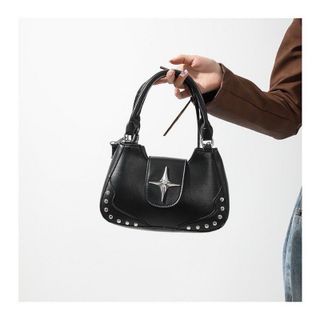 Túi xách nữ, túi đeo chéo hai quai xách da trơn gắn đinh kèm ngôi sao tặng kèm dây đeo chéo K501