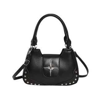 Túi xách nữ, túi đeo chéo hai quai xách da trơn gắn đinh kèm ngôi sao tặng kèm dây đeo chéo K501