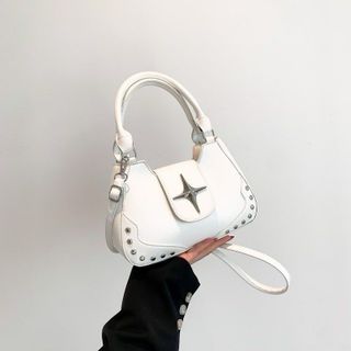 Túi xách nữ, túi đeo chéo hai quai xách da trơn gắn đinh kèm ngôi sao tặng kèm dây đeo chéo K501