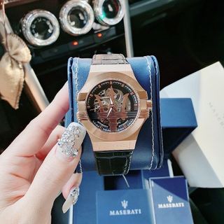 ĐỒNG HỒ NAM SIÊU CẤP MASERATY AUTOMATIC DÂY DA ĐEN NIỀNG THÉP FULLBOX