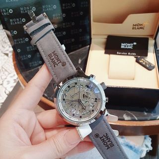 SĂN SALE LỚN ĐỒNG HỒ NAM TRUNG CẤP MONBLAN DÂY DA MẶT CHONOGRAP CHẤM ĐEN