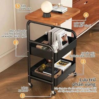 KỆ ĐẨY 3 TẦNG MẶT GỖ ĐA NĂNG