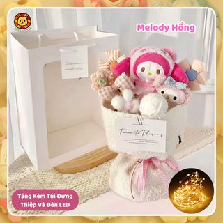 Bó Hoa Gấu Bông Zuba Toys Kèm Túi Đèn Cao Cấp - Gấu Nhồi Bông Mềm Mại Dễ Thương Làm Quà Tặng Ý Nghĩa Cho Bé