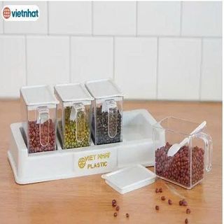 BỘ 4 HỦ ĐỰNG GIA VỊ CÓ THÌA VIỆT NHẬT
