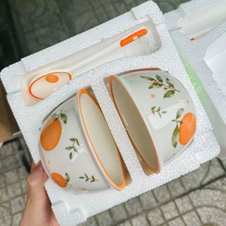 Set 2 Bát Kèm Thìa Cam ( THÙNG 48B)