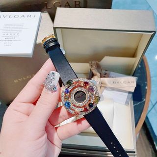 ĐỒNG HỒ NỮ CAO CẤP PVLGARY DÂY DA VIỀN ĐÁ NĂNG LƯỢNG NHIỀU MÀU NIỀNG VÀNG GOLD