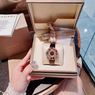 ĐỒNG HỒ NỮ CAO CẤP PVLGARY DÂY DA VIỀN ĐÁ NĂNG LƯỢNG NHIỀU MÀU NIỀNG VÀNG GOLD