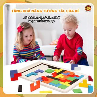Bộ Đồ Chơi Xếp Hình Gỗ Tetris Zuba Toys Cho Bé - Xếp Hình Khối Bằng Gỗ Nhiều Màu Sắc Phát Triển Tư Duy & Trí Tuệ