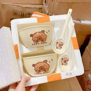 Set 2 Bát Capybara Kèm Thìa ( THÙNG 40B )