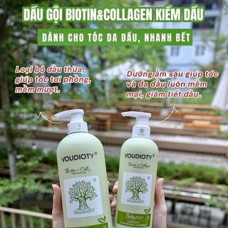 Cặp Gội Xả Biotin & Collagen Bản 2021 XANH LÁ KIỀM DẦU (VOUDIOTY - PASSIORI 500ml - 1000ml)