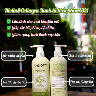Cặp Gội Xả Biotin & Collagen Bản 2021 XANH LÁ KIỀM DẦU (VOUDIOTY - PASSIORI 500ml - 1000ml)