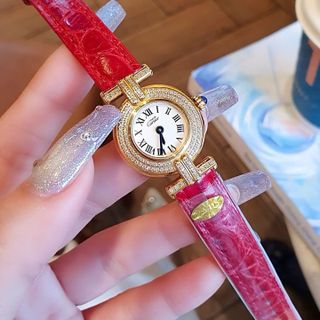 SET ĐỒNG HỒ NỮ SIÊU CẤP CATER DÂY DA MẶT MINI VIỀN HỘT TẶNG DÂY CHUYỀN