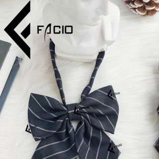 Nơ bướm nữ Facio sọc vải sẹc poly thắt sẵn X018