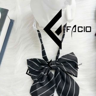Nơ bướm nữ Facio sọc vải sẹc poly thắt sẵn X018
