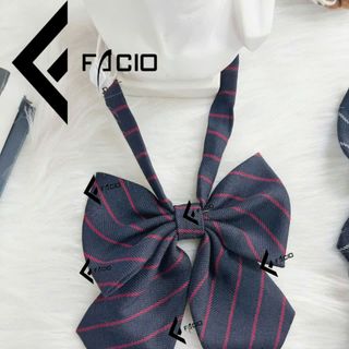 Nơ bướm nữ Facio sọc vải sẹc poly thắt sẵn X018