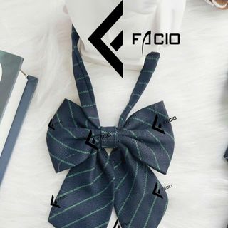 Nơ bướm nữ Facio sọc vải sẹc poly thắt sẵn X018