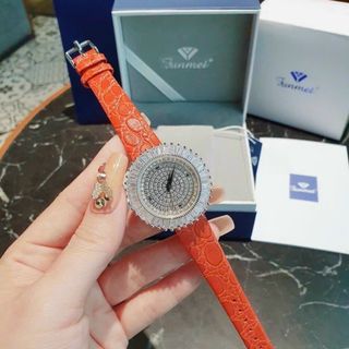 ĐỒNG HỒ NỮ CHÍNH HÃNG FUNMEI F2077 MẶT TRẮNG ĐÁ CZ FULLBOX TEM KÈM DÂY CHUYỀN